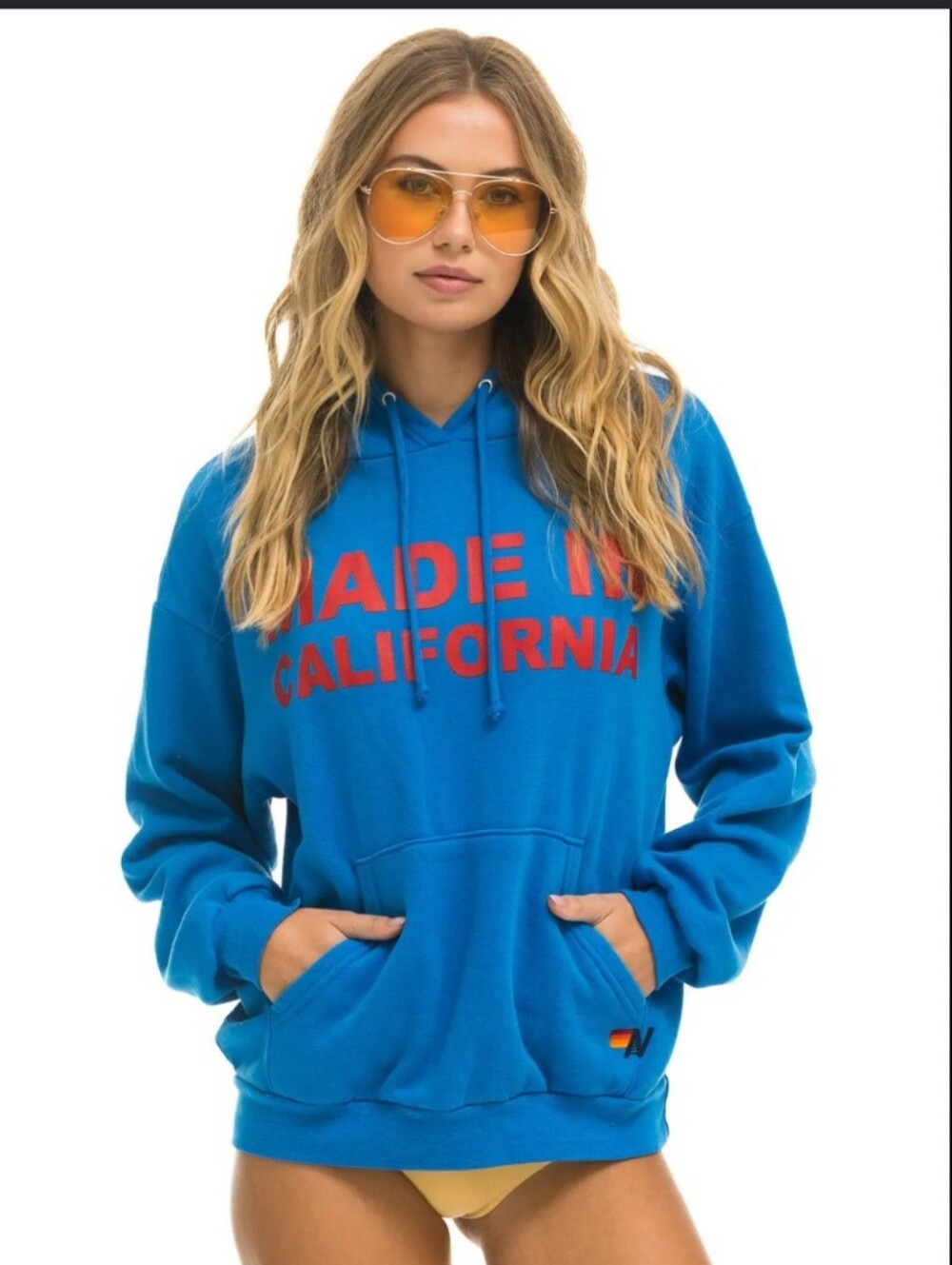 Aviator Nation Blue Hoodie Sweatshirt Made in California Large